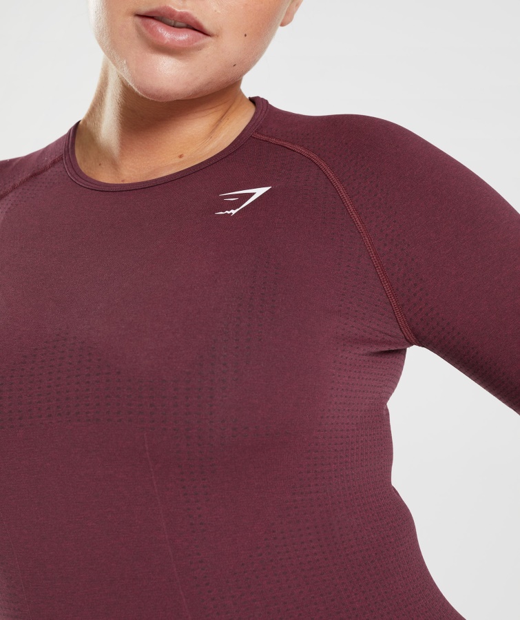 Gymshark Top De Manga Larga Sin Costuras Vital 2.0 Granate Granate Marga
