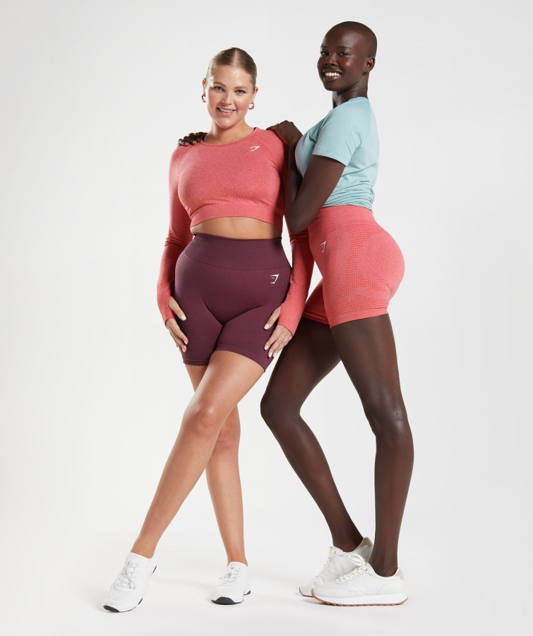 Gymshark Pantalones Cortos Sin Costuras 2.0 Granate Granate Jaspeado Vital