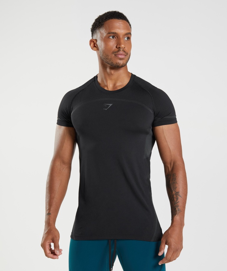 Camiseta Gymshark Negra 315 Sin Costuras