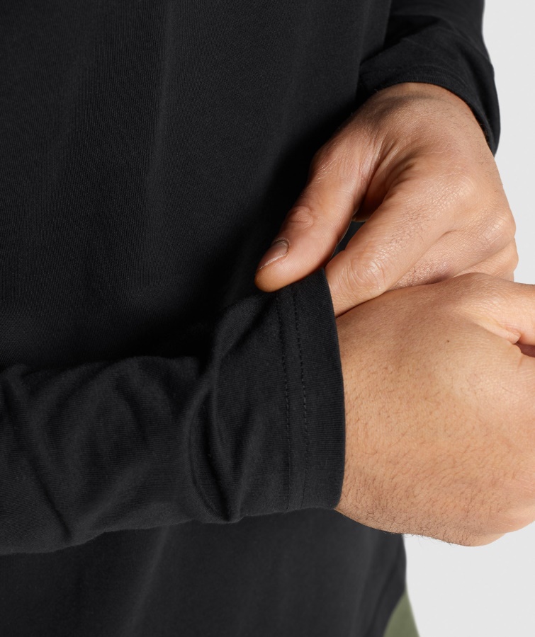 Gymshark Camiseta De Manga Larga Con Escudo Negro