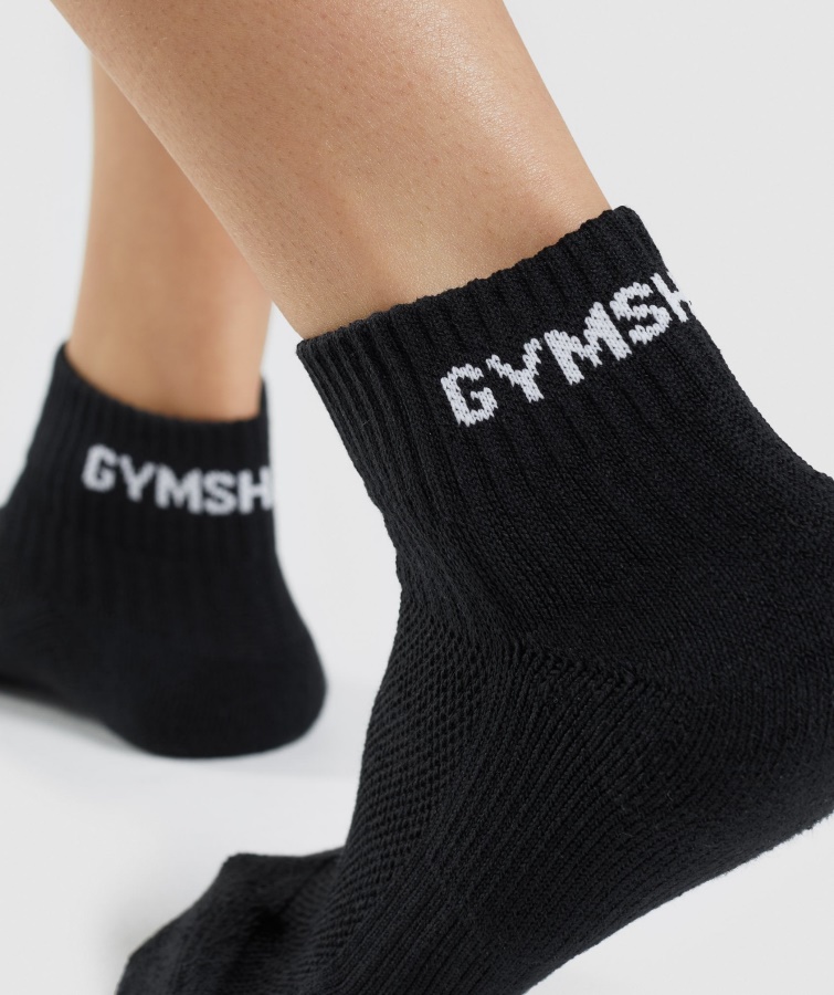 Gymshark Jacquard Negro Cuartos De Calcetines Paquete De 3