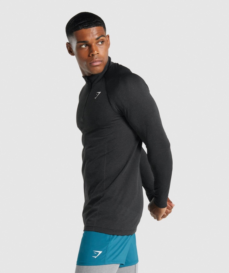 Gymshark Black Marl Vital Light 1-4 Cremallera