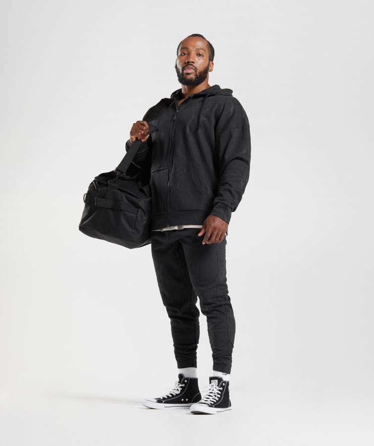 Gymshark Sudadera Con Capucha Y Cremallera Negra Con Estampado Power