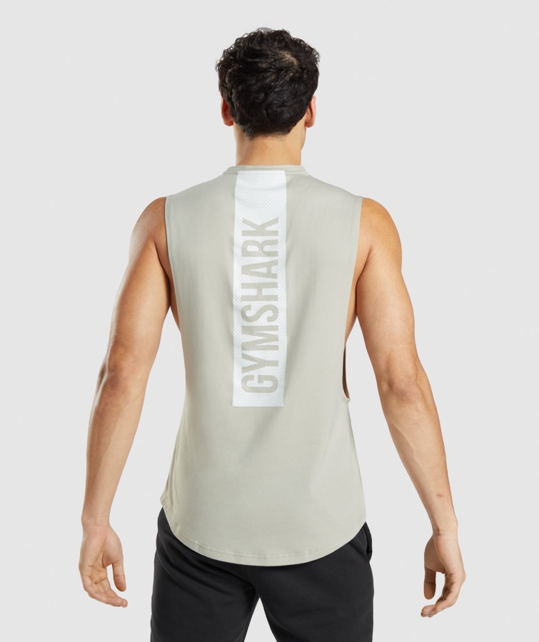 Gymshark Negrita Tanque Brazo Caída Guijarro Gris