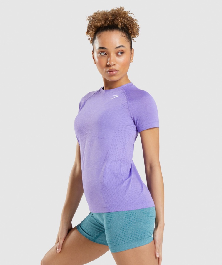 Camiseta Gymshark Violeta Brillante Jaspeado Vital Sin Costuras 2.0 Luz