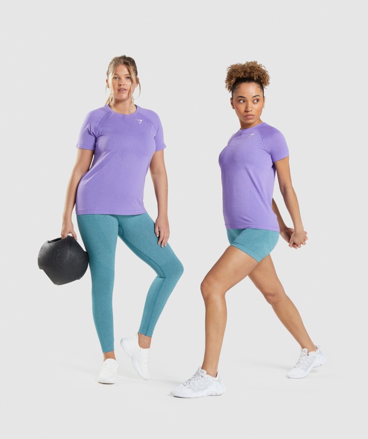 Camiseta Gymshark Violeta Brillante Jaspeado Vital Sin Costuras 2.0 Luz