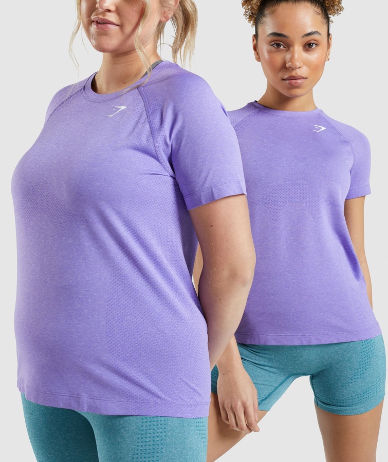 Camiseta Gymshark Violeta Brillante Jaspeado Vital Sin Costuras 2.0 Luz