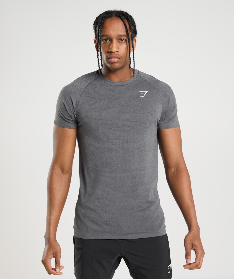 Camiseta Sin Costuras Gymshark Gris Carbón-negro Geo