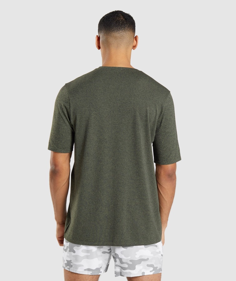 Camiseta De Manga Corta Sin Costuras Gymshark Core Olive Marl Arrival