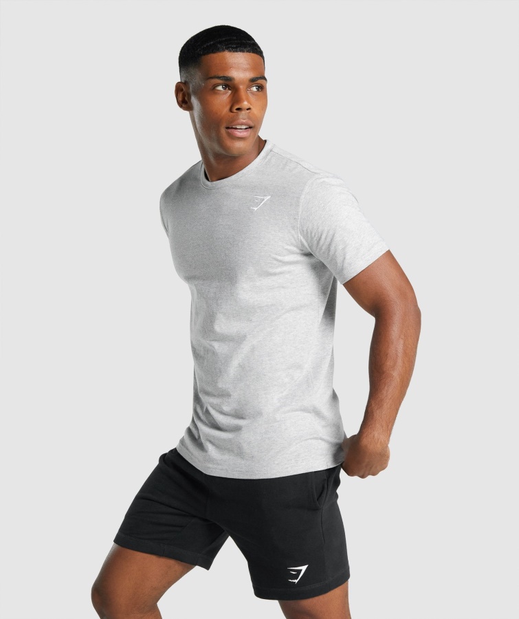 Camiseta Gymshark Crest Gris Claro Jaspeado