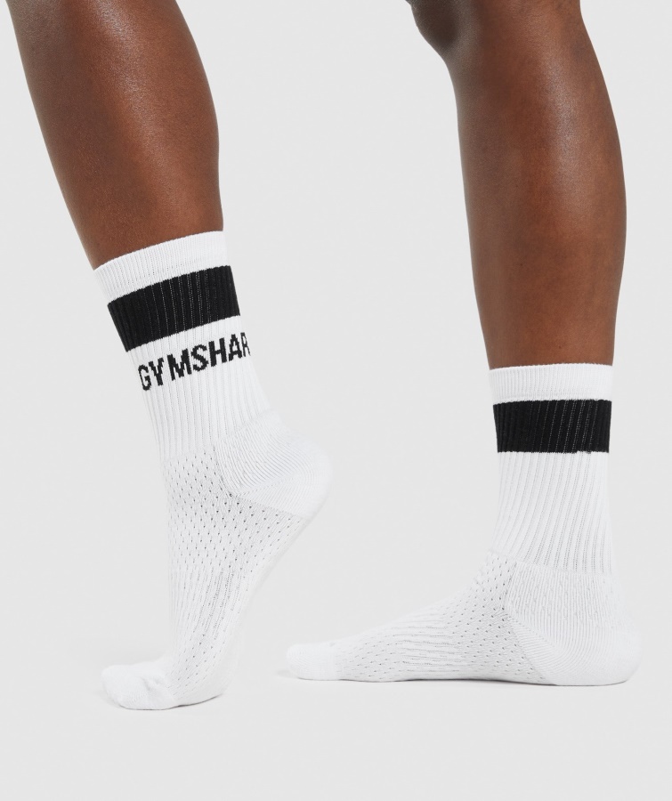 Calcetines Gymshark Crew 1pk Blanco