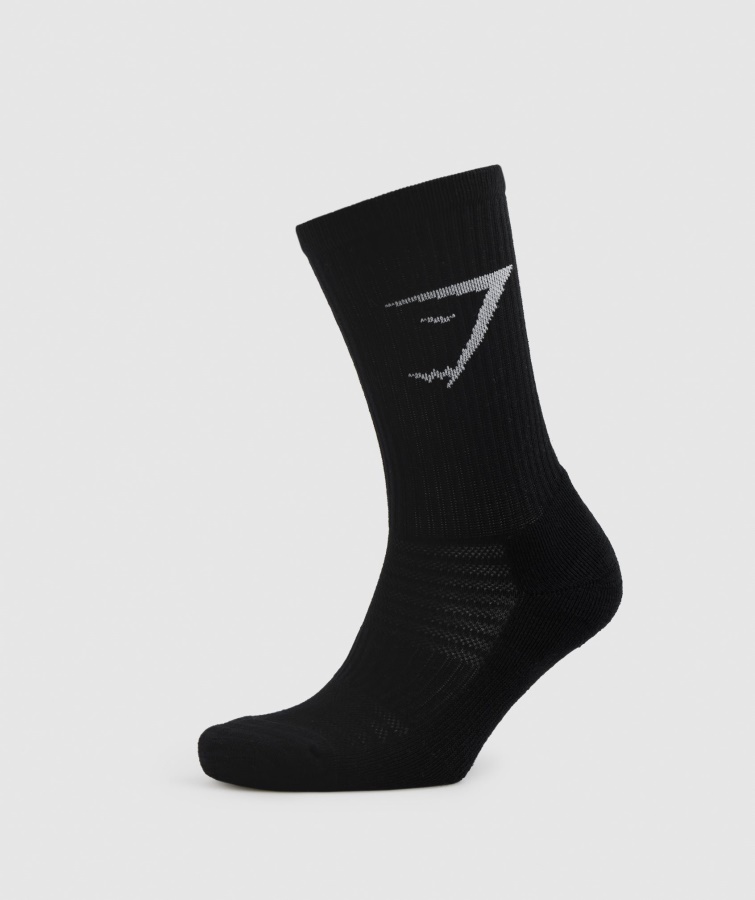 Calcetines Gymshark Crew 3pk Blanco-gris Claro Jaspeado-negro