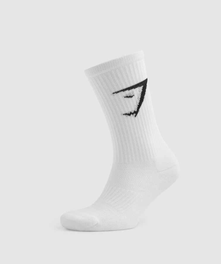 Calcetines Gymshark Crew 3pk Blanco-gris Claro Jaspeado-negro