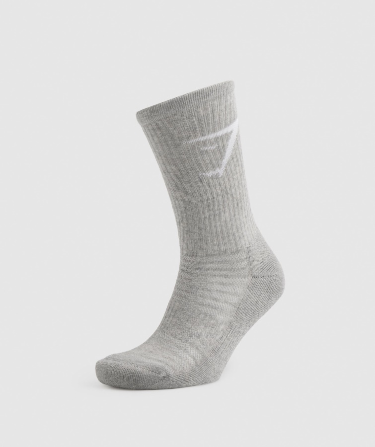 Calcetines Gymshark Crew 3pk Blanco-gris Claro Jaspeado-negro