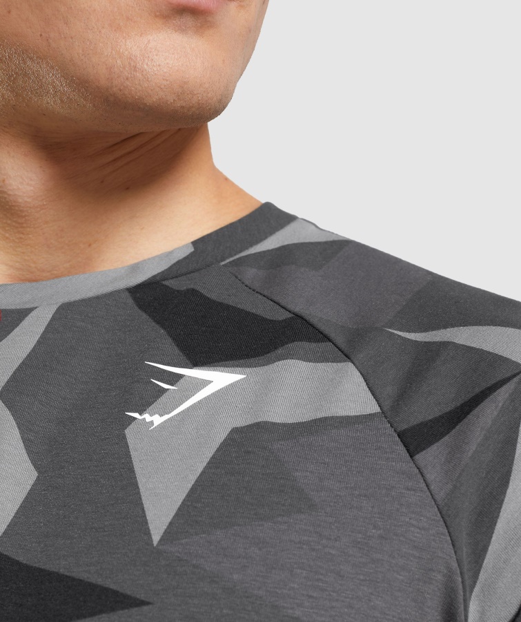 Camiseta Gymshark Crítica Estampado Negro