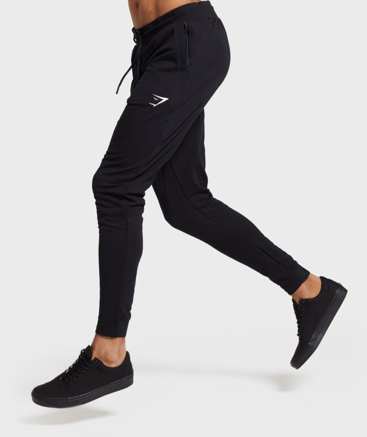 Joggers Negros Con Cremallera Gymshark