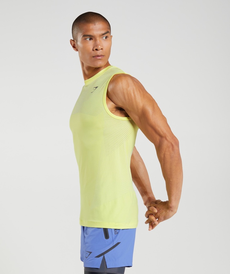 Gymshark Firefly Verde-blanco ápice Tanque Sin Costuras