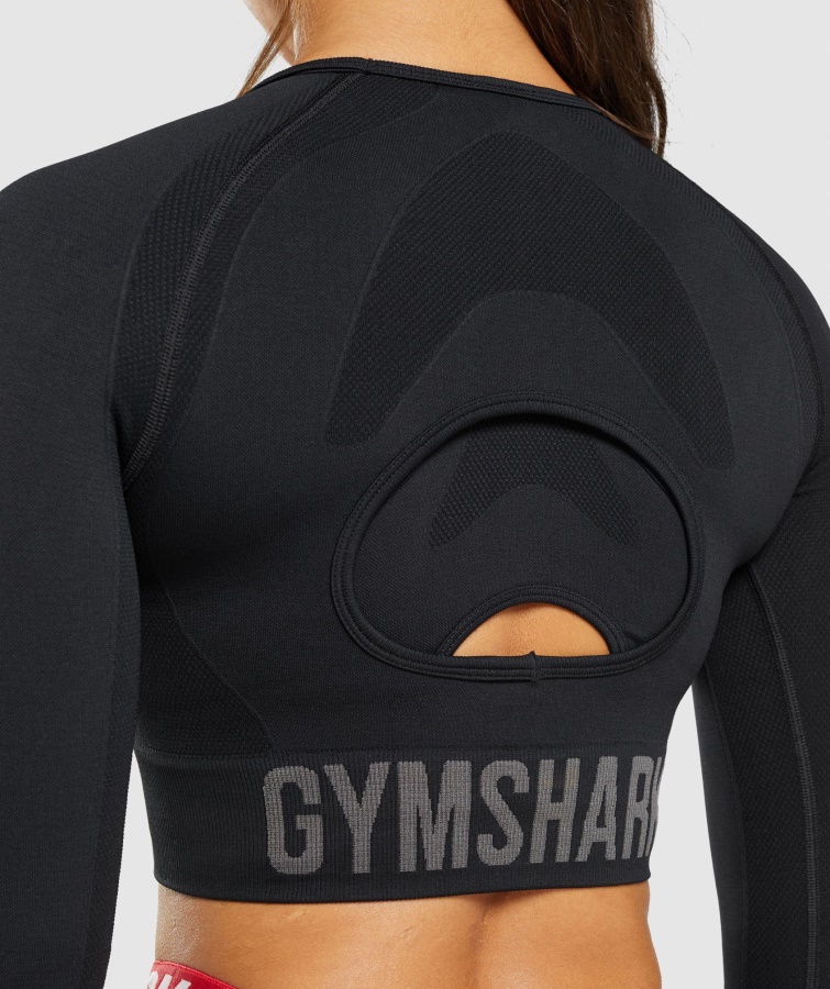 Gymshark Flex Sports Top Corto De Manga Larga Negro