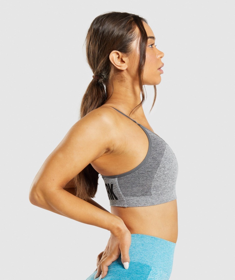 Sujetador Deportivo Gymshark Flex Strappy Gris Antracita Jaspeado