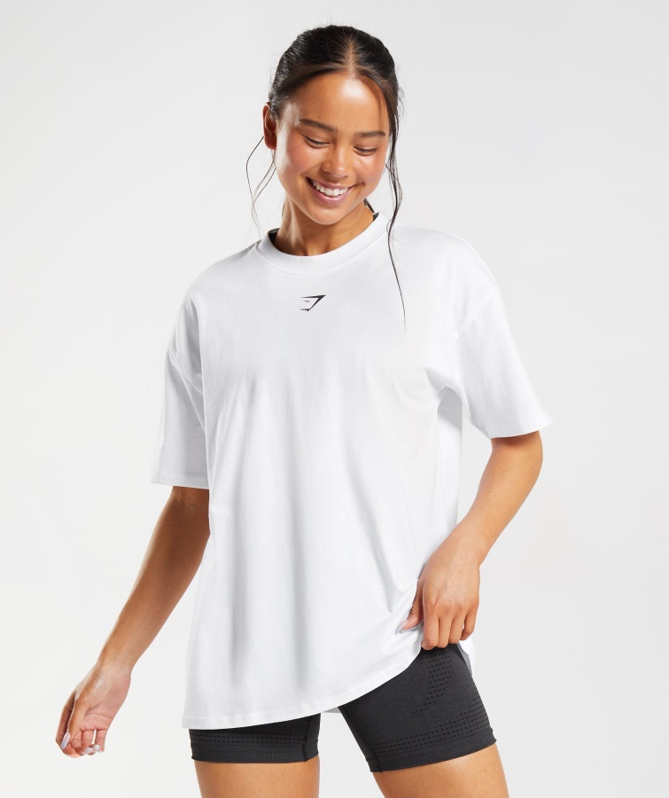 Gymshark Fracción Camiseta Oversize Blanca