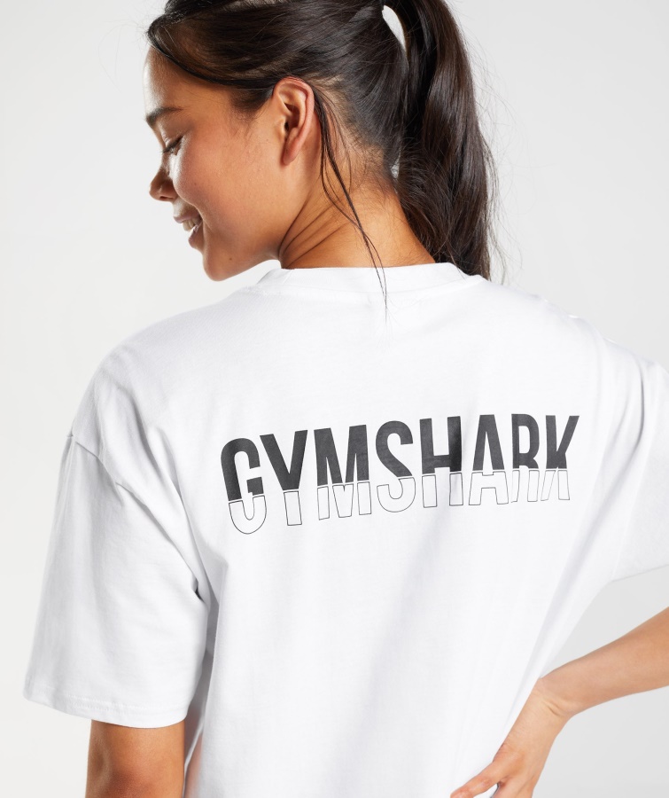 Gymshark Fracción Camiseta Oversize Blanca