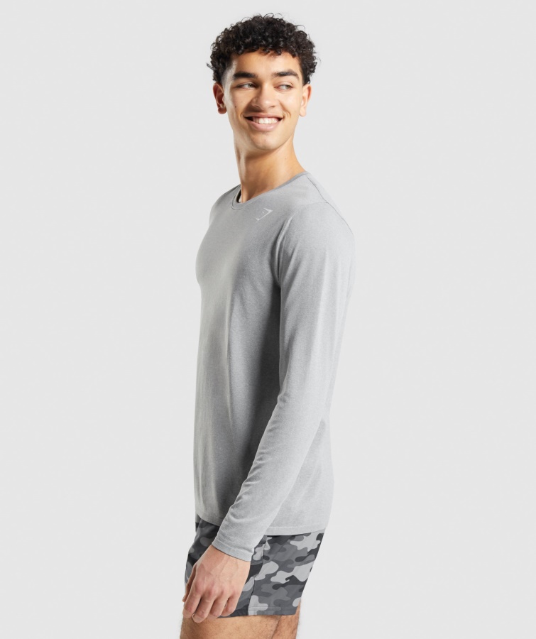 Camiseta De Manga Larga Sin Costuras Gymshark Gris Llegada