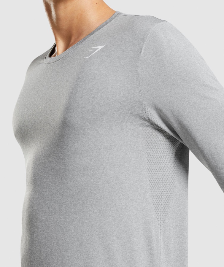 Camiseta De Manga Larga Sin Costuras Gymshark Gris Llegada