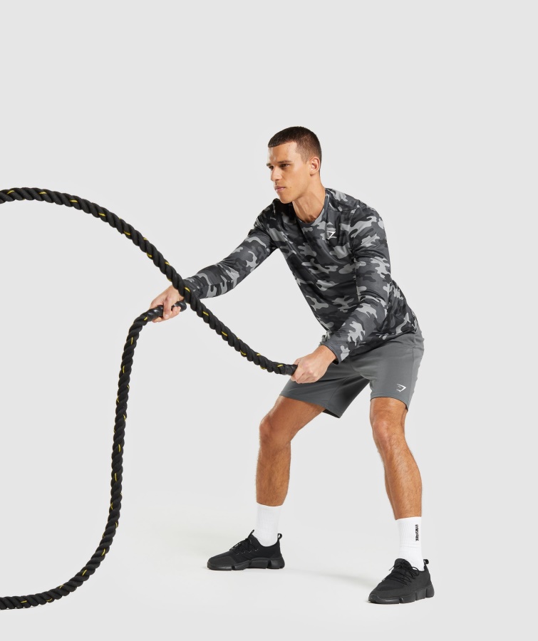 Gymshark Camiseta Gris De Manga Larga Con Estampado De Llegada