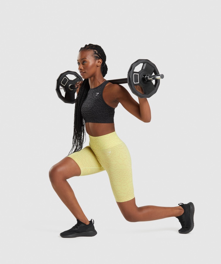 Shorts De Ciclismo Sin Costuras Gymshark Hybrid-firefly Amarillo Adapt Animal