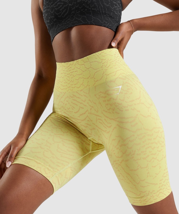 Shorts De Ciclismo Sin Costuras Gymshark Hybrid-firefly Amarillo Adapt Animal