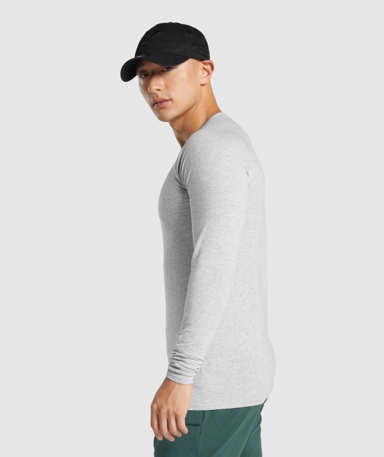 Camiseta De Manga Larga Gymshark Gris Claro Jaspeado Critical 2.0