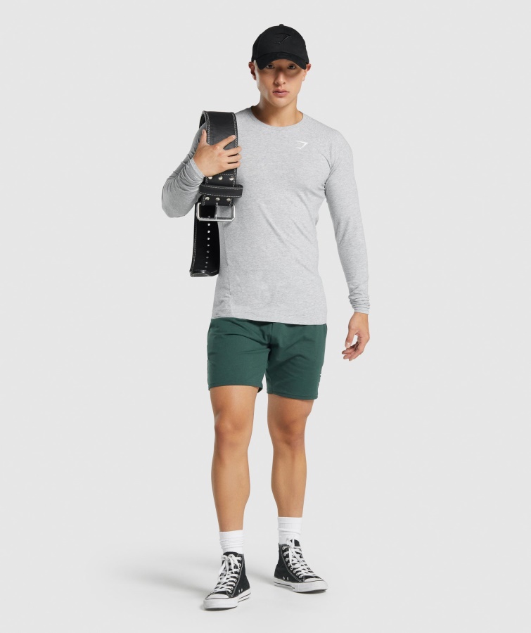 Camiseta De Manga Larga Gymshark Gris Claro Jaspeado Critical 2.0