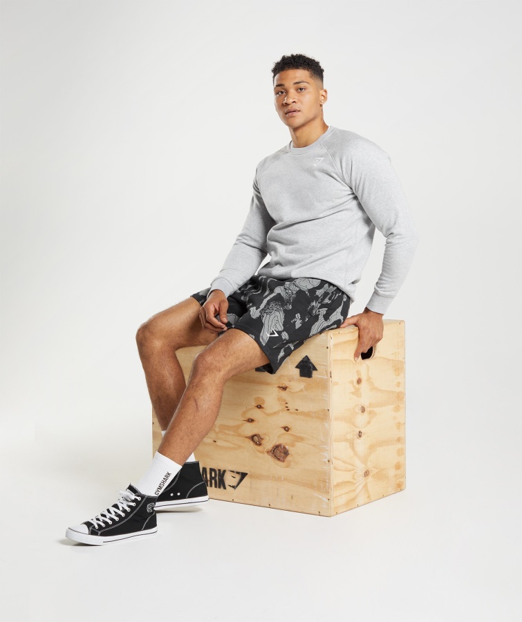 Pantalones Cortos Con Estampado De Mapa Gymshark Estampado Negro