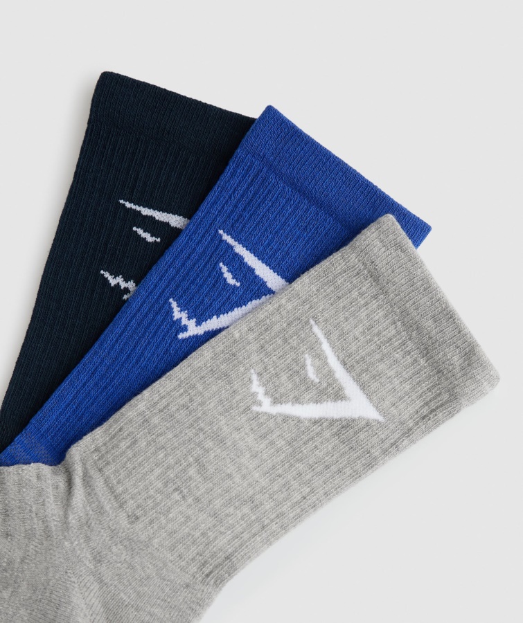 Gymshark Azul Marino-atlético Azul-gris Claro Jaspeado Calcetines (paquete De 3)
