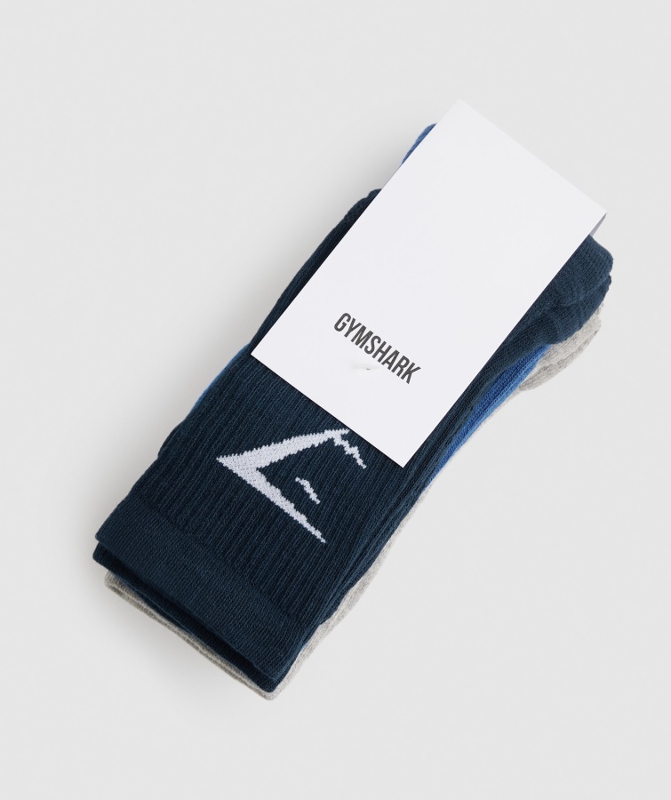 Gymshark Azul Marino-atlético Azul-gris Claro Jaspeado Calcetines (paquete De 3)