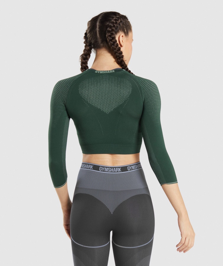 Top Corto Sin Costuras Con ápice Verde Pepino Obsidiana Gymshark
