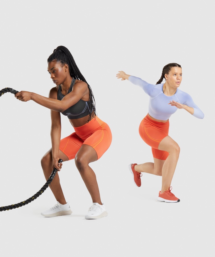 Gymshark Papaya Naranja-albaricoque ápice Naranja Sin Costuras Corto De Gran Altura