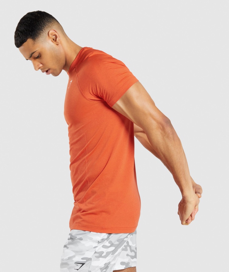 Gymshark Papaya Orange Marl Vital Light Camiseta Sin Costuras