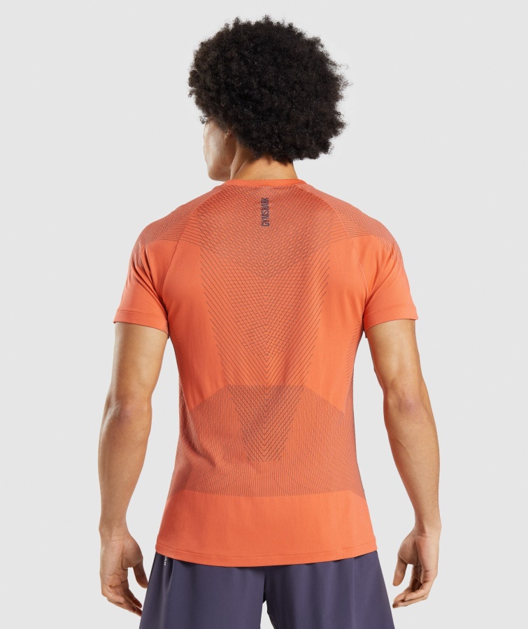 Gymshark Papaya Naranja-ónix Gris ápice Camiseta Sin Costuras