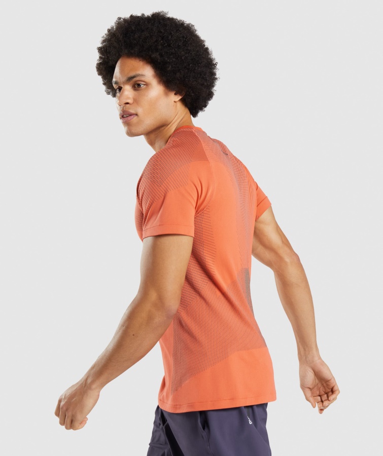 Gymshark Papaya Naranja-ónix Gris ápice Camiseta Sin Costuras