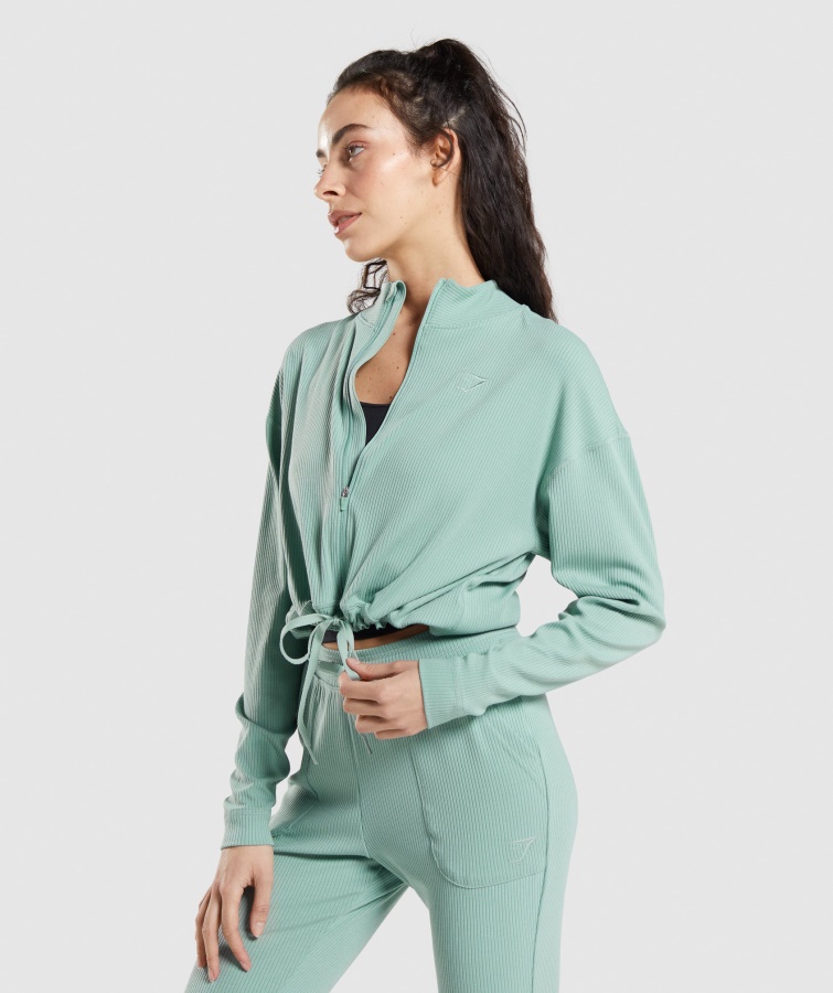 Chaqueta Con Cremallera Gymshark Pause Azul Maya