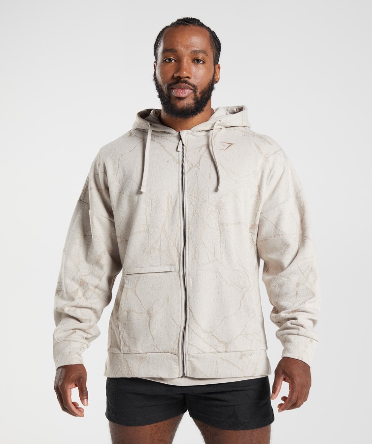 Gymshark Sudadera Con Cremallera Y Estampado En Gris Guijarro