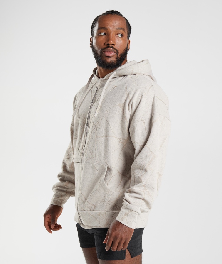 Gymshark Sudadera Con Cremallera Y Estampado En Gris Guijarro