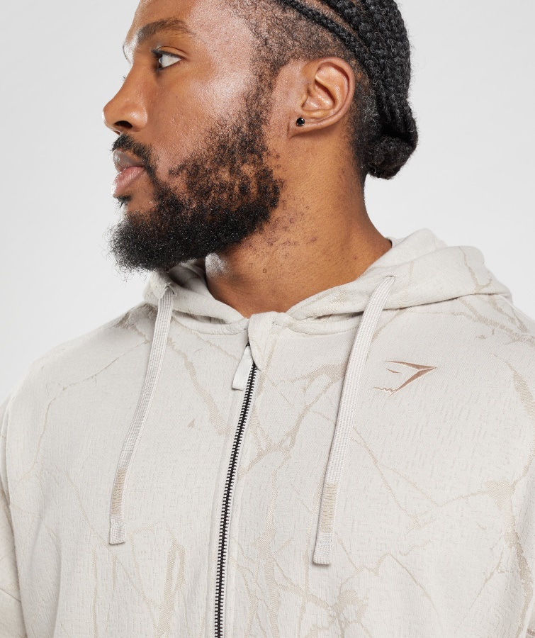 Gymshark Sudadera Con Cremallera Y Estampado En Gris Guijarro