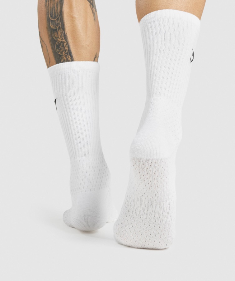 Gymshark Premium Bordado Crew Calcetines 1pk Blanco