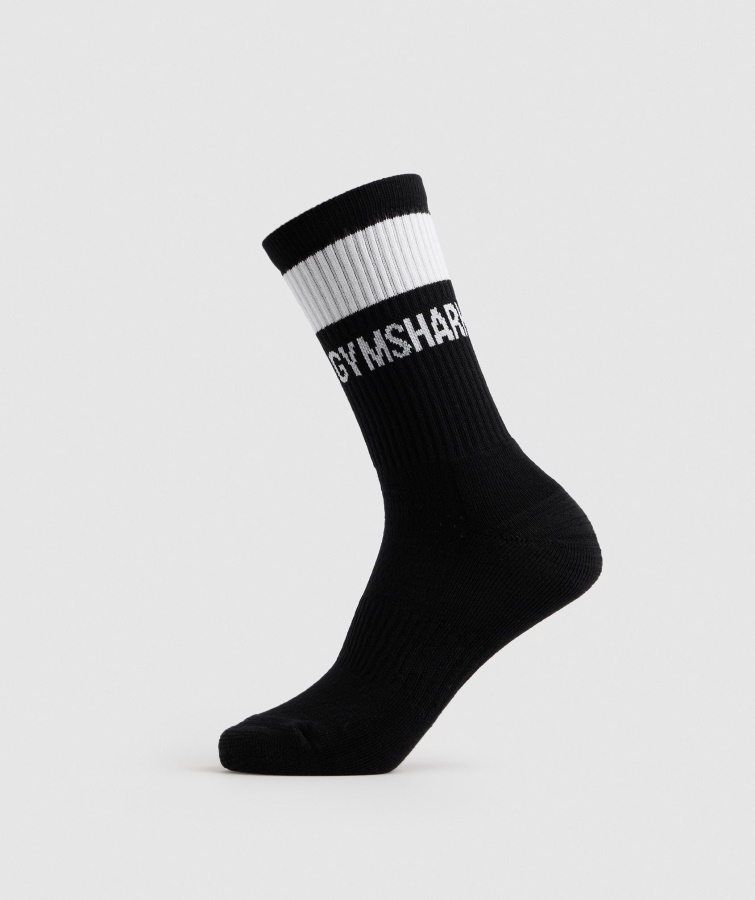 Calcetines Gymshark Premium Jacquard Single Negro-blanco