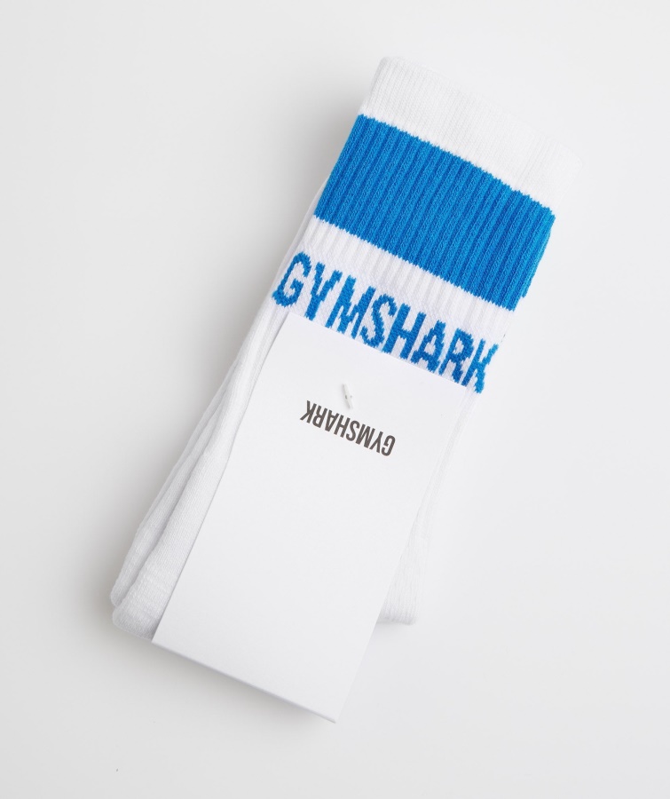 Calcetines Gymshark Premium Jacquard Single Blanco-azul Meridiano
