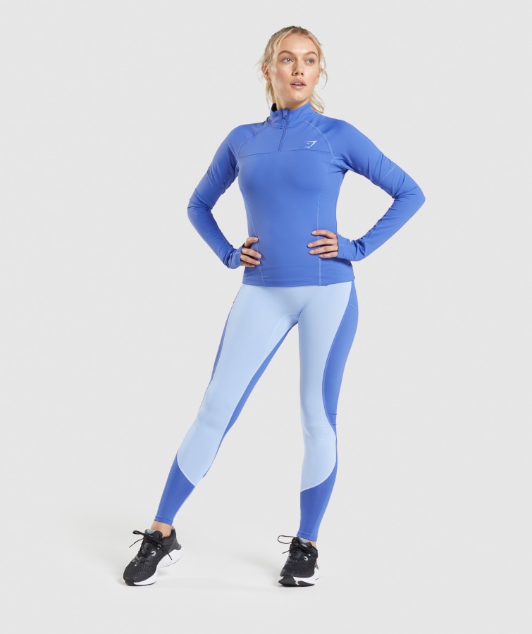 Gymshark Pulse 1-4 Zip Pista Azul