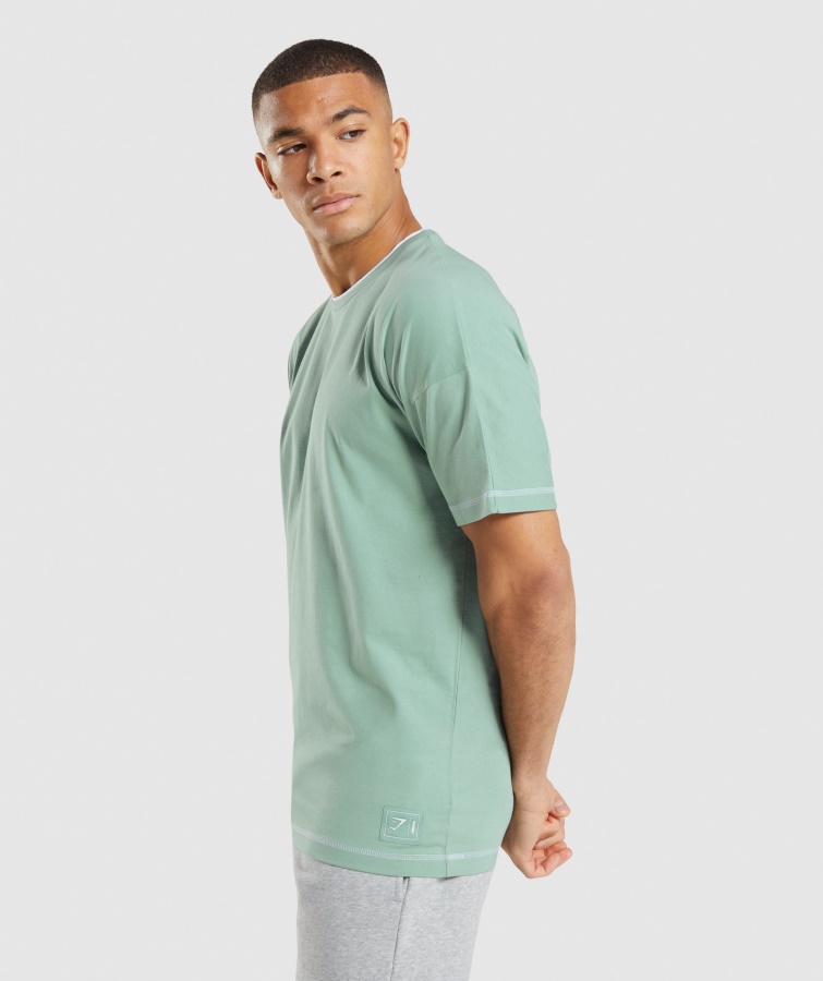 Camiseta Gymshark Receso Maya Azul-blanco