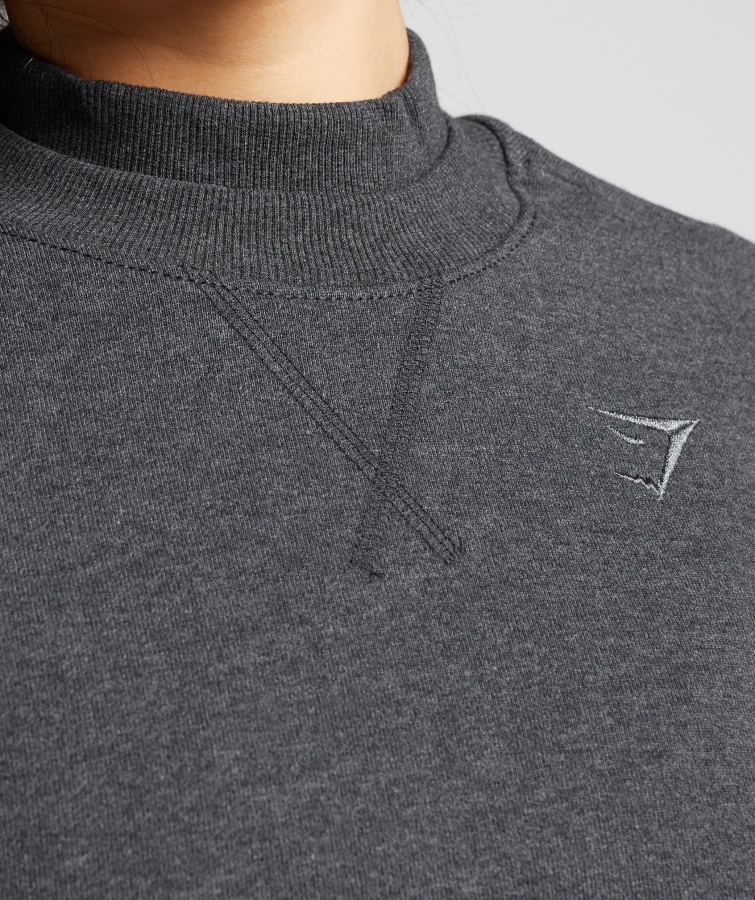 Gymshark Rest Day Sweats Cropped Pullover Black Core Jaspeado